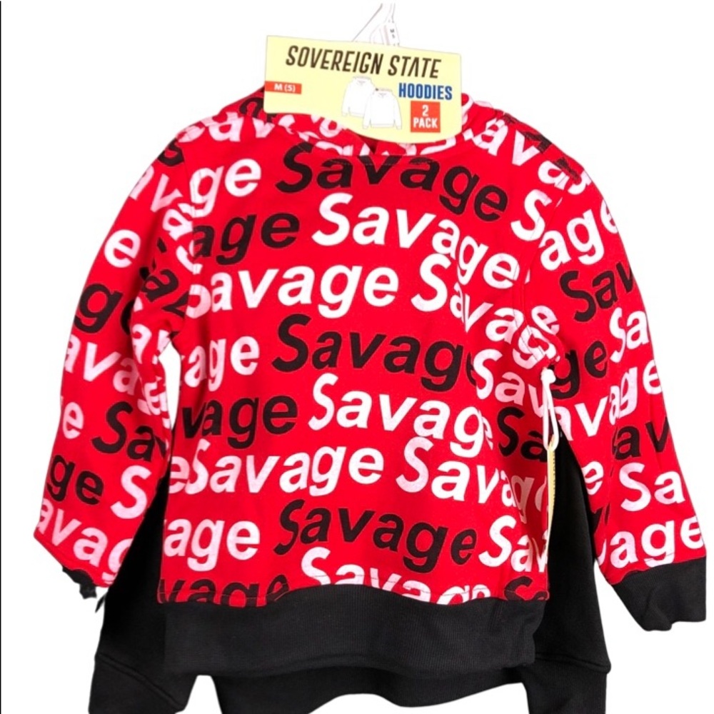 2 pack savage Sovereign State Hoodie Size M (5) kids Hoodie new black-red - Picture 6 of 7
